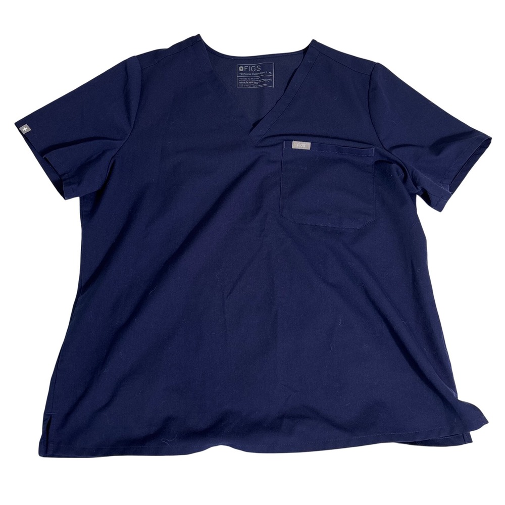 FIGS Casma Scrub Top Navy Blue V-Neck Technical Collection Womens XL